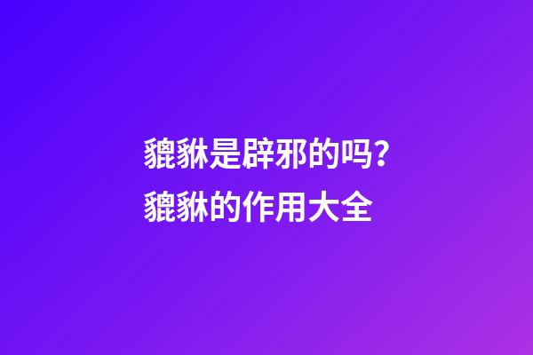 貔貅是辟邪的吗？貔貅的作用大全