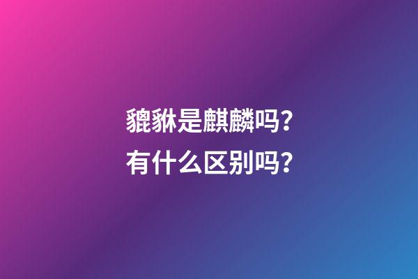 貔貅是麒麟吗？有什么区别吗？