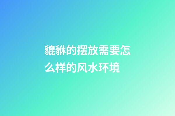 貔貅的摆放需要怎么样的风水环境