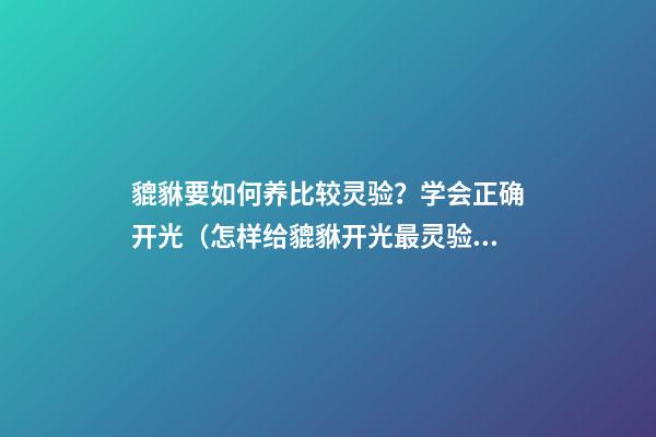 貔貅要如何养比较灵验？学会正确开光（怎样给貔貅开光最灵验）