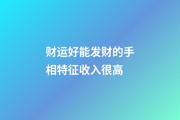 财运好能发财的手相特征收入很高