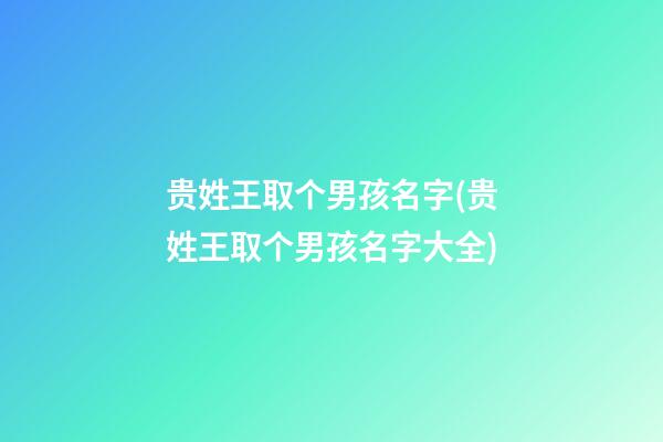 贵姓王取个男孩名字(贵姓王取个男孩名字大全)