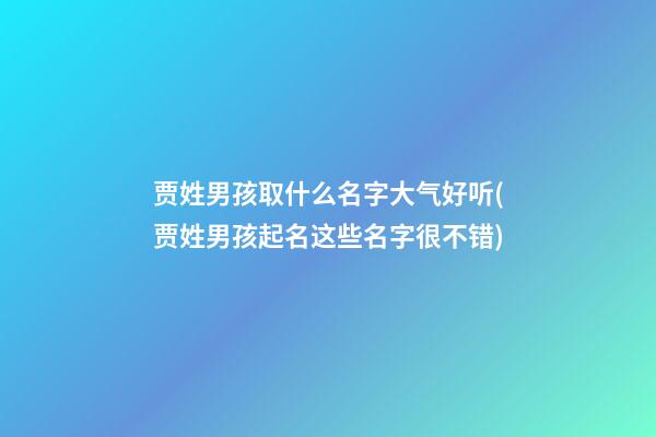 贾姓男孩取什么名字大气好听(贾姓男孩起名这些名字很不错)