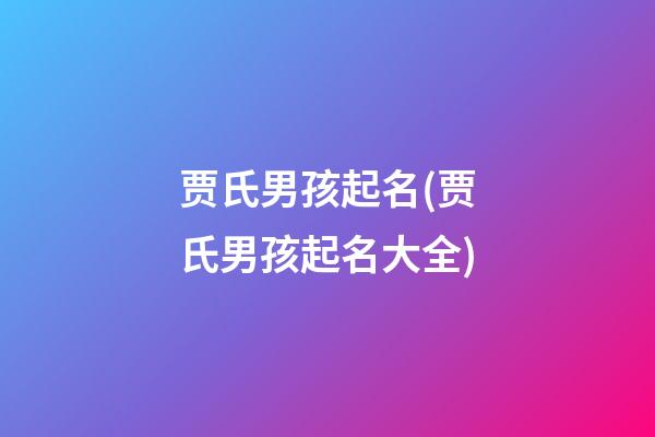 贾氏男孩起名(贾氏男孩起名大全)