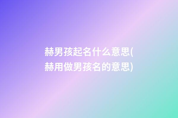 赫男孩起名什么意思(赫用做男孩名的意思)