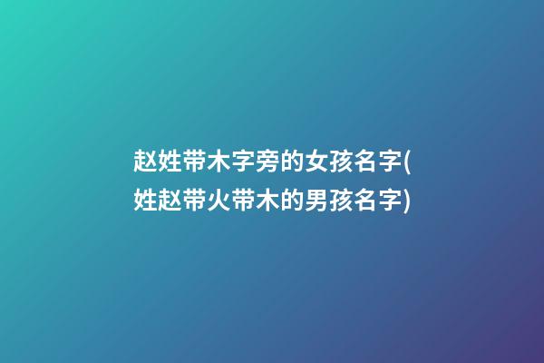 赵姓带木字旁的女孩名字(姓赵带火带木的男孩名字)
