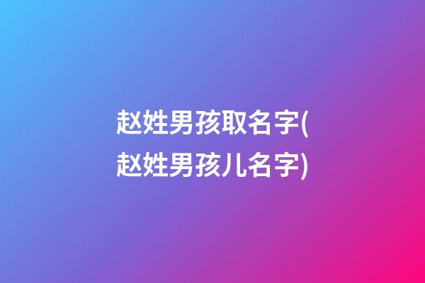 赵姓男孩取名字(赵姓男孩儿名字)