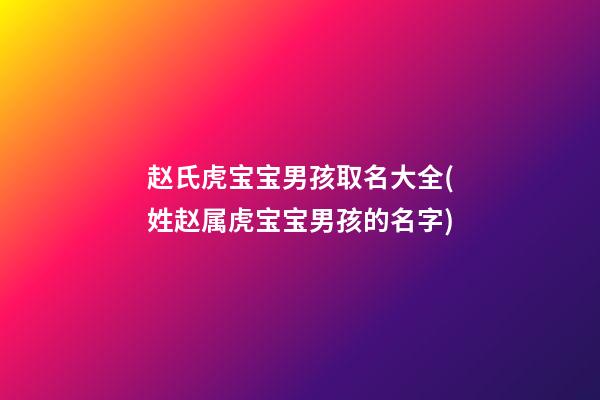 赵氏虎宝宝男孩取名大全(姓赵属虎宝宝男孩的名字)