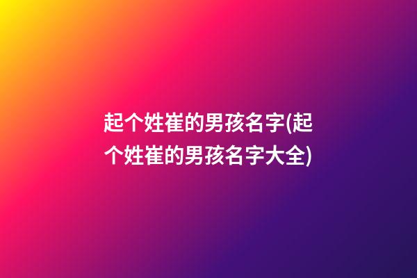 起个姓崔的男孩名字(起个姓崔的男孩名字大全)