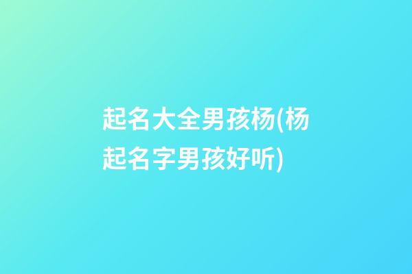 起名大全男孩杨(杨起名字男孩好听)