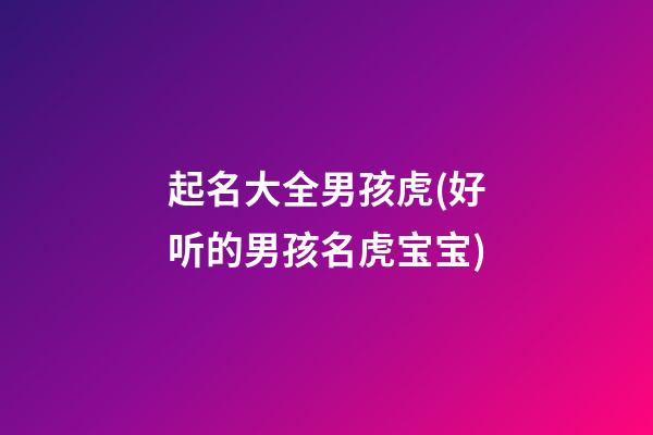 起名大全男孩虎(好听的男孩名虎宝宝)