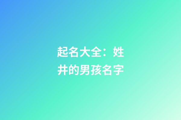 起名大全：姓井的男孩名字