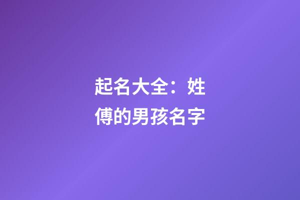 起名大全：姓傅的男孩名字