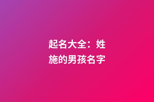 起名大全：姓施的男孩名字