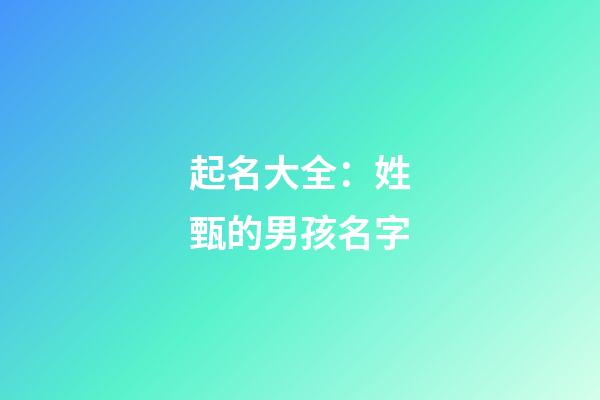 起名大全：姓甄的男孩名字