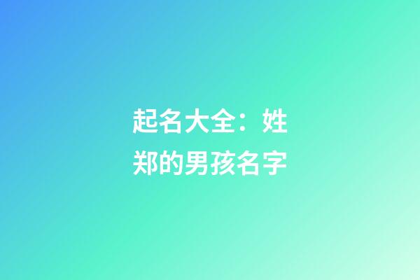 起名大全：姓郑的男孩名字