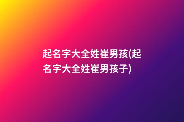 起名字大全姓崔男孩(起名字大全姓崔男孩子)