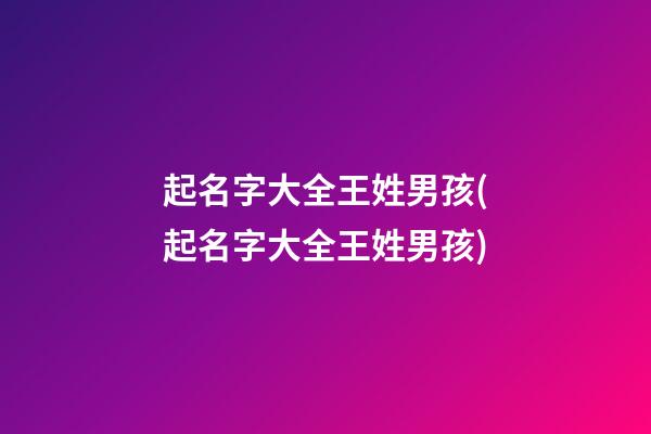 起名字大全王姓男孩(起名字大全王姓男孩)