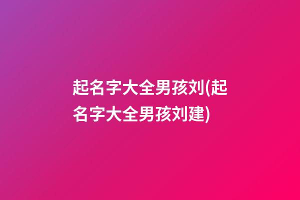 起名字大全男孩刘(起名字大全男孩刘建)