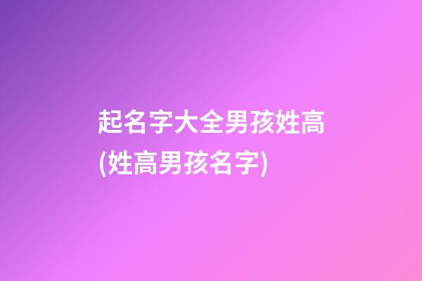 起名字大全男孩姓高(姓高男孩名字)