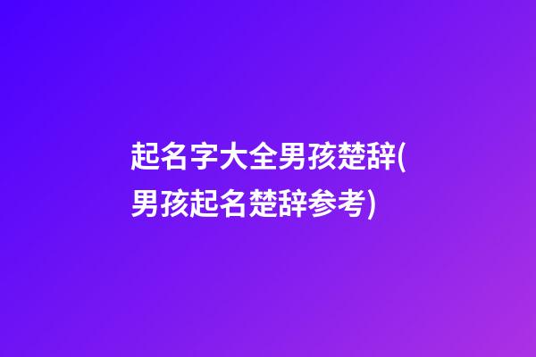 起名字大全男孩楚辞(男孩起名楚辞参考)