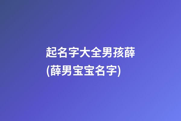 起名字大全男孩薛(薛男宝宝名字)