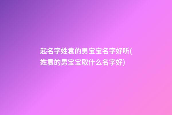 起名字姓袁的男宝宝名字好听(姓袁的男宝宝取什么名字好)