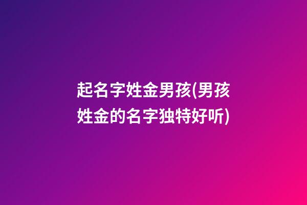 起名字姓金男孩(男孩姓金的名字独特好听)