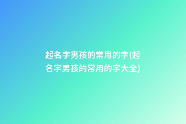起名字男孩的常用的字(起名字男孩的常用的字大全)