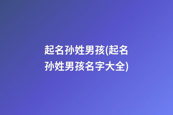 起名孙姓男孩(起名孙姓男孩名字大全)