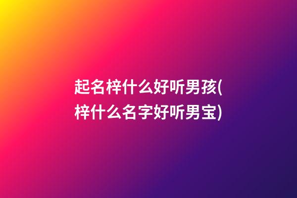 起名梓什么好听男孩(梓什么名字好听男宝)