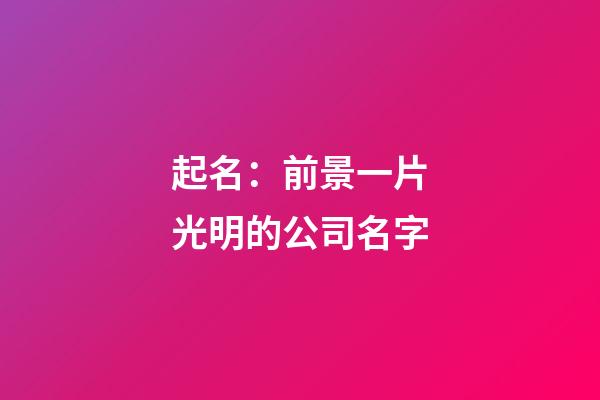 起名：前景一片光明的公司名字