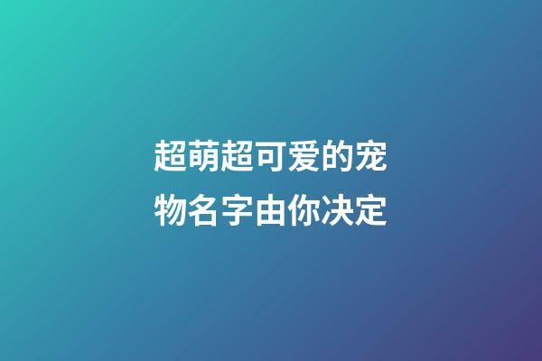 超萌超可爱的宠物名字由你决定