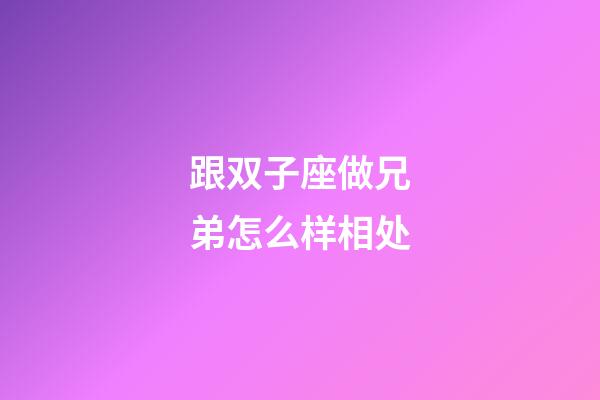 跟双子座做兄弟怎么样相处-第1张-星座运势-玄机派