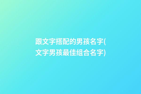 跟文字搭配的男孩名字(文字男孩最佳组合名字)