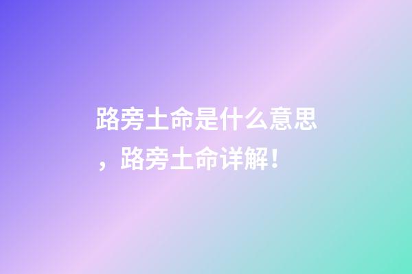 路旁土命是什么意思，路旁土命详解！