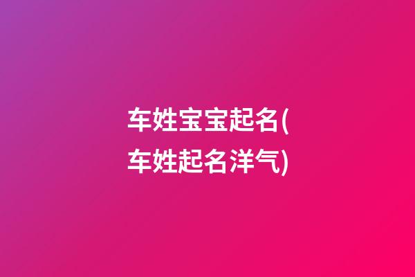 车姓宝宝起名(车姓起名洋气)