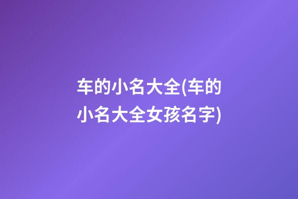 车的小名大全(车的小名大全女孩名字)