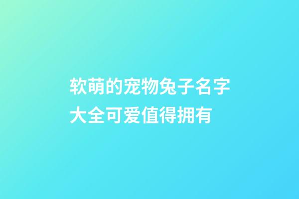 软萌的宠物兔子名字大全可爱值得拥有