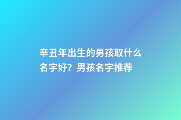辛丑年出生的男孩取什么名字好？男孩名字推荐