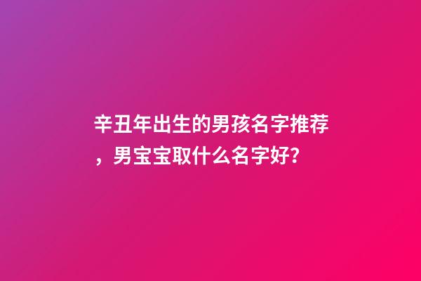 辛丑年出生的男孩名字推荐，男宝宝取什么名字好？