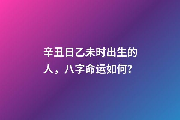 辛丑日乙未时出生的人，八字命运如何？