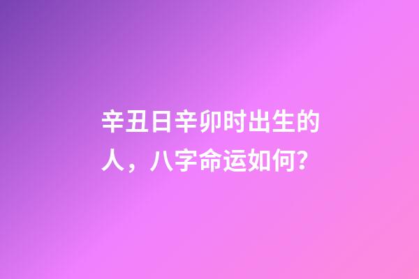辛丑日辛卯时出生的人，八字命运如何？