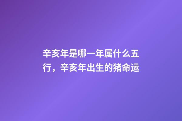 辛亥年是哪一年属什么五行，辛亥年出生的猪命运