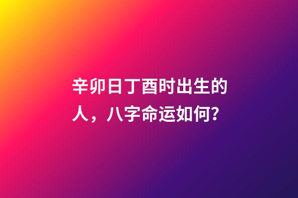 辛卯日丁酉时出生的人，八字命运如何？
