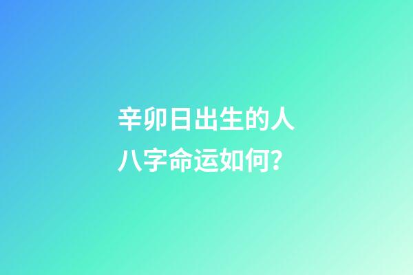 辛卯日出生的人八字命运如何？