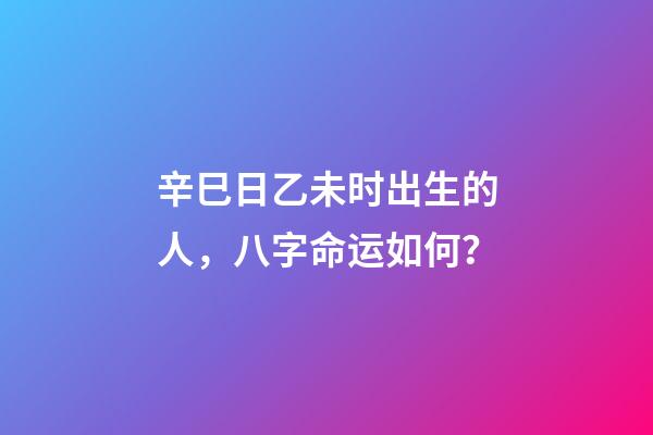 辛巳日乙未时出生的人，八字命运如何？