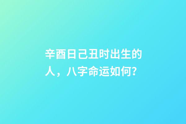 辛酉日己丑时出生的人，八字命运如何？