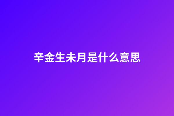 辛金生未月是什么意思