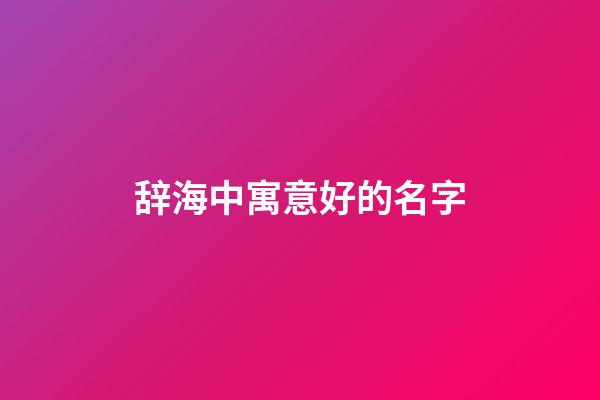 辞海中寓意好的名字